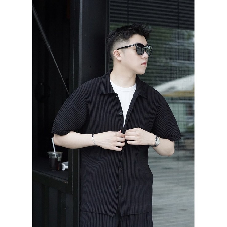 미야케 플리츠플리즈 남자 캐주얼 반팔셔츠