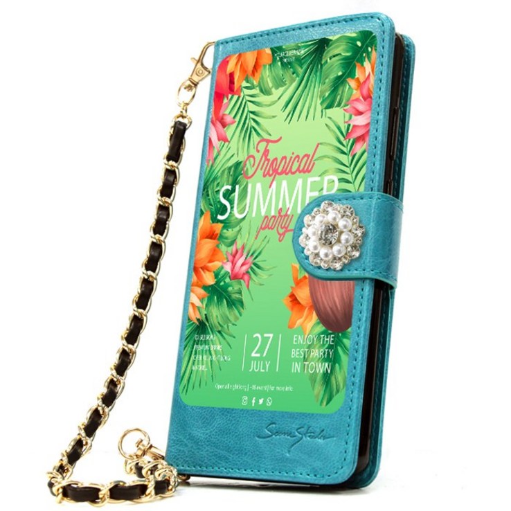 유미폰 그린썸머 여름감성 DIA 손목체인 카드지폐수납 다이어리 휴대폰케이스