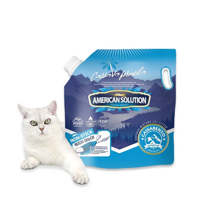 희동이네 고양이 모래 아메리칸솔루션 카사바 포뮬러 카사벤토 먼지없는 고양이 카사바 벤토나이트 혼합 5.9kg 1봉 20230707