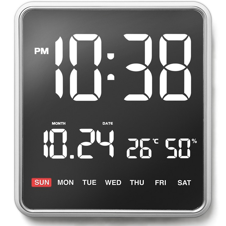 전자도어락 OWC 실루엣 스퀘어 LED 캘린더 디지털 벽탁상 겸용 시계