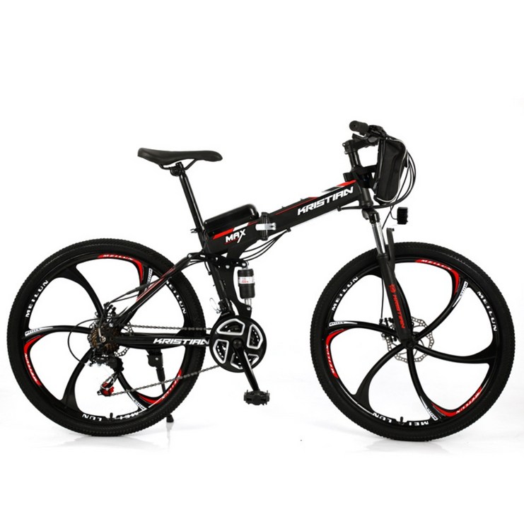 자토바이 가성비 전기자전거 자토바이 배달용 전동 미니벨로 고성능, 식스 나이프 휠 - 검정과 빨강, 네이키드 카 36V 스포크 휠
