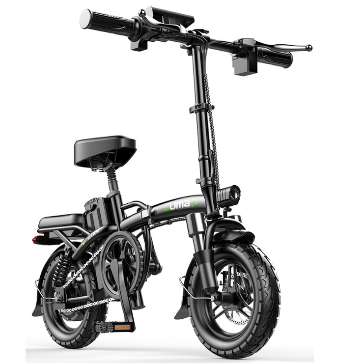 접이식 전기 자전거 14인치 PAS겸용 48V 주행거리 32km 8Ah 기본형 SUMAD 전동자전거, 블랙