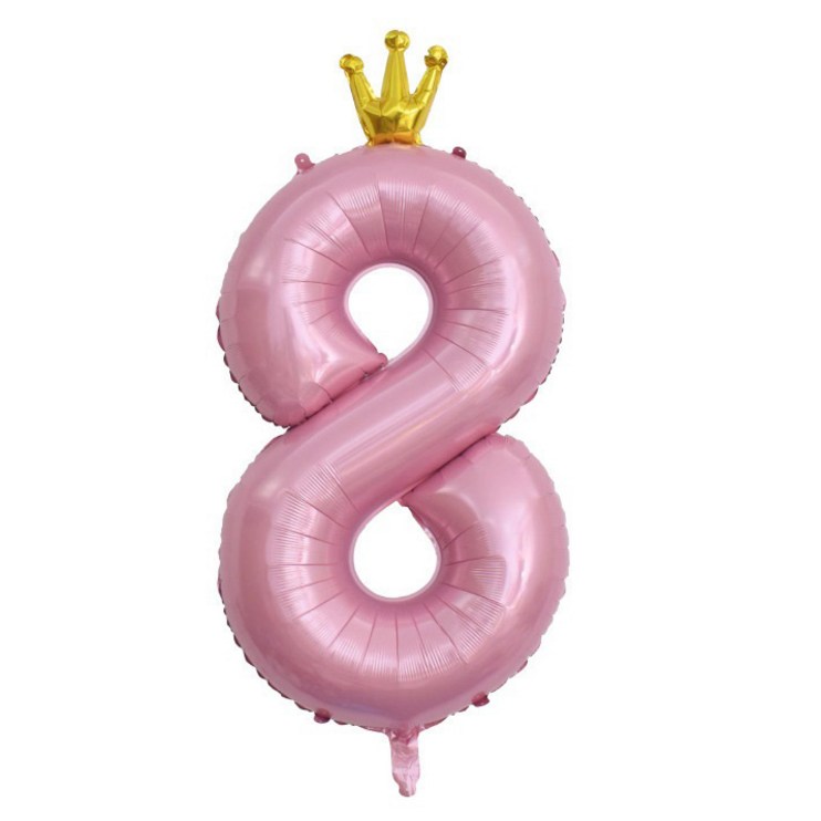 이자벨홈 생일파티 왕관 숫자 풍선 8 초대형, 핑크, 1개