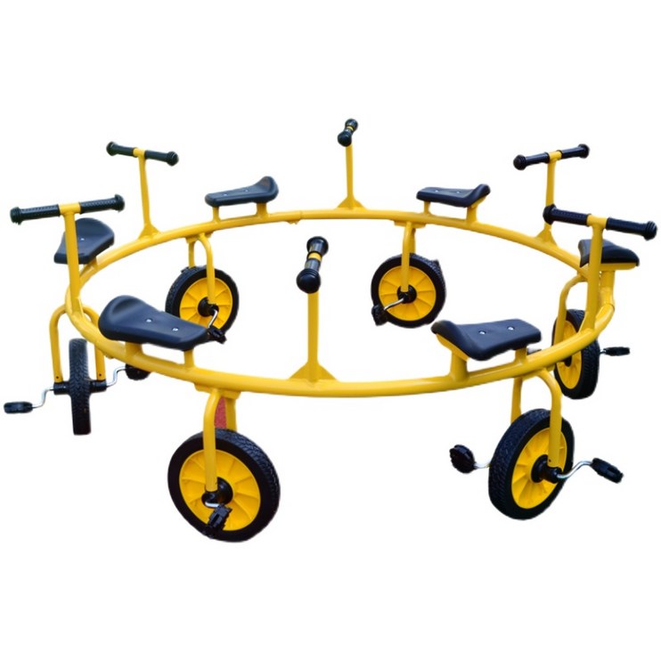 회전자전거 세발자전거 다인승 여러명자전거, 유아용 탠덤 자전거 빨간색과 노란색 비고 2