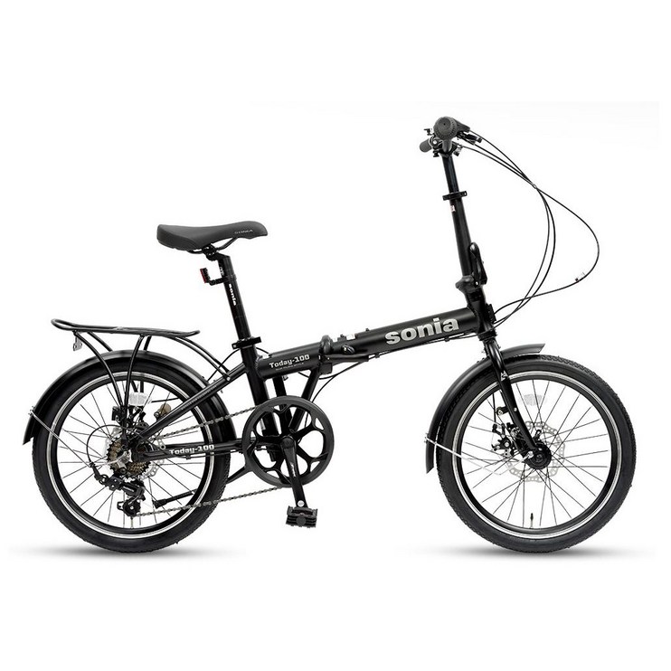 소니아 투데이100 알루미늄 고급 접이식 디스크브레이크 미니벨로 자전거 150cm, 블랙 4