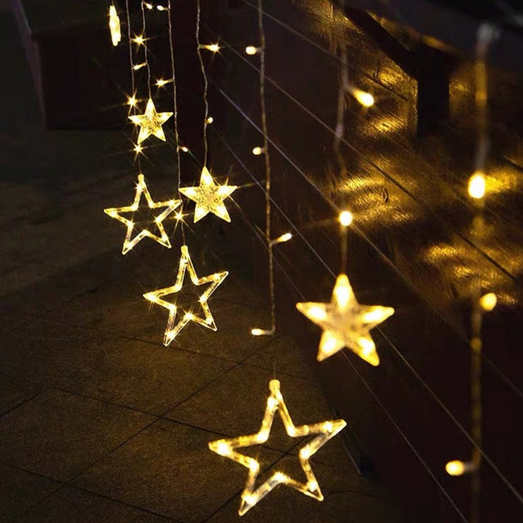 나이스조명 태양광 LED 크리스마스 장식 별 조명 은하수 야외 트리전구, 태양광 LED 별조명연노랑빛