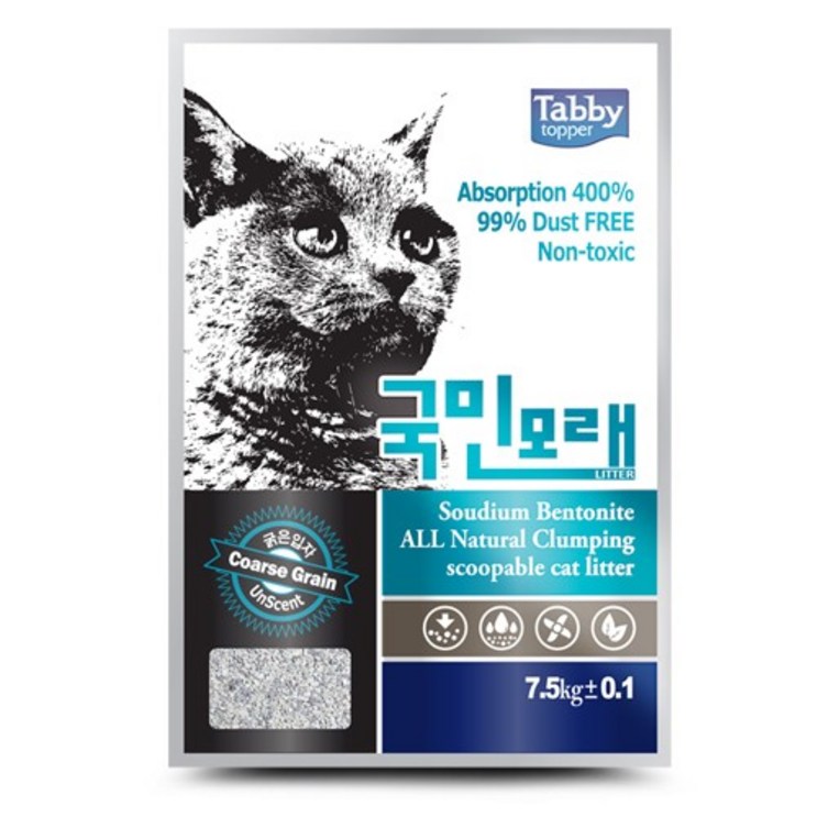 테비 국민모래 굵은입자 무향 7.5kg X 2개 고양이모래 테비 국민모래 굵은입자 무향 7.5kg X 2개 고양이모래