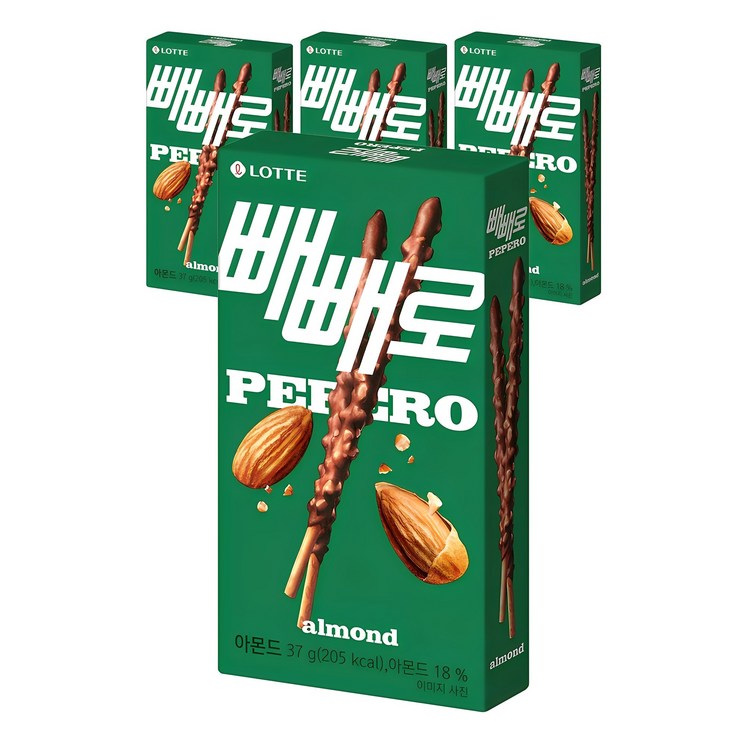 빼빼로 아몬드, 37g, 4개 빼빼로 아몬드, 37g, 4개