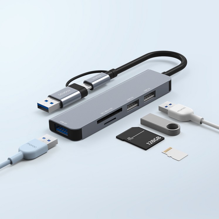 morac 프로토 5포트 USB 젠더 C타입 멀티 허브 MRHUB5, 단품 morac 프로토 5포트 USB 젠더 C타입 멀티 허브 MRHUB5, 단품