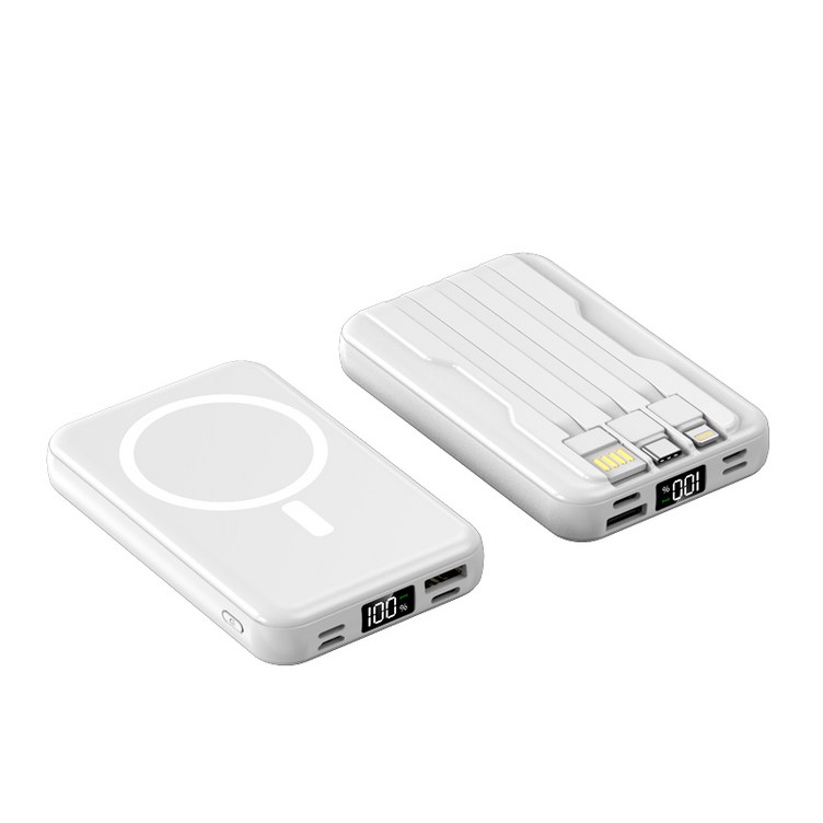 THOUSTA 대용량 무선충전 일체형 맥세이프보조배터리 20000mAh, 화이트, 1개 THOUSTA 대용량 무선충전 일체형 맥세이프보조배터리 20000mAh, 화이트, 1개