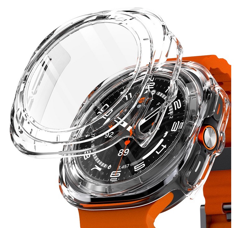 구스페리 갤럭시워치 풀커버 강화유리 하드 케이스 2종 세트, 투명투명, 2개