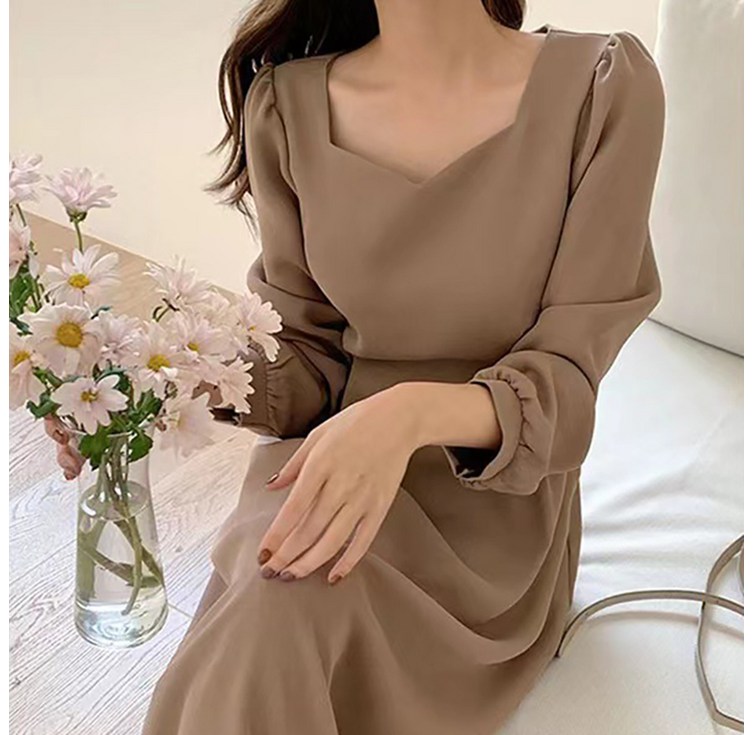 여성용 DM 가을 무드 롱 원피스