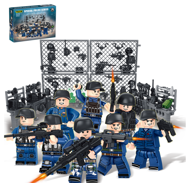 Wakku 시티 경찰특공대 레고호환블록 무기고 피규어 8in1블럭세트 pcs451, 1세트