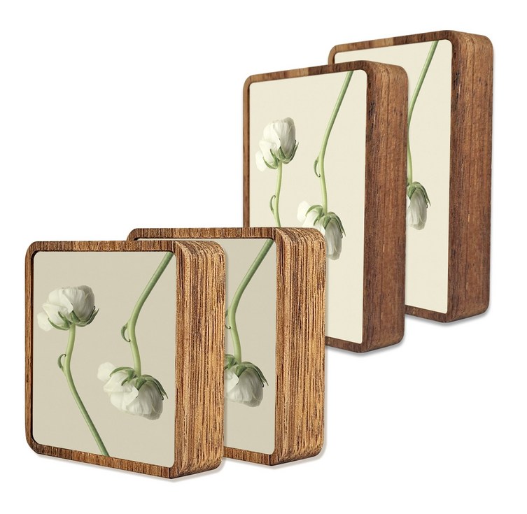 혼합 멀바우나무 미니액자 정사각 직사각, 1세트, 멀바우나무