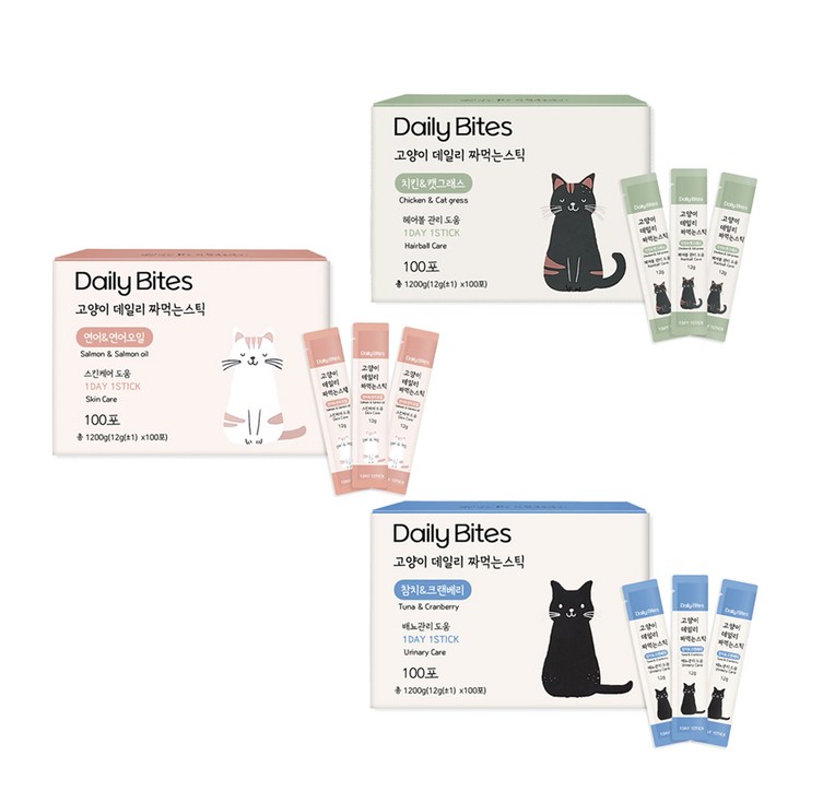 데일리 바이츠 고양이 데일리 짜먹는 스틱 100p 기호성좋은 입짧냥들의 대용량간식 최근제조상품