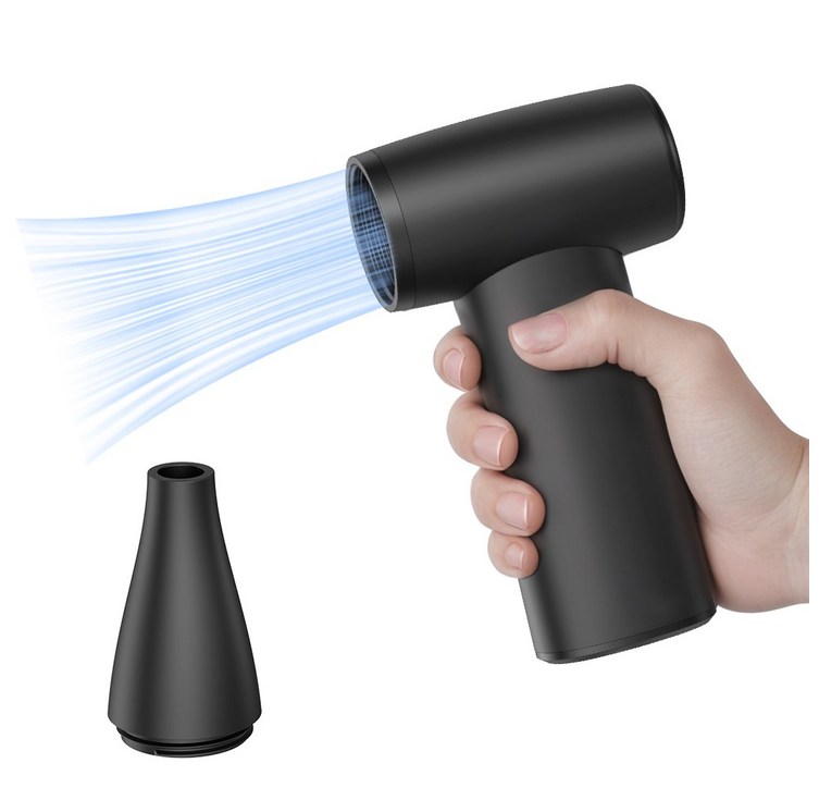 WOWWAY 초강력 무선 에어건 4단계조절 150000rpm 차량용 미니 소형 핸디 청소기 선풍기 송풍기, 블랙