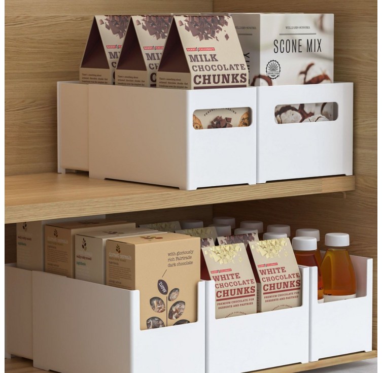 아르젠떼 다용도 팬트리 선반 길이조절 수납정리함 리빙박스, 4개