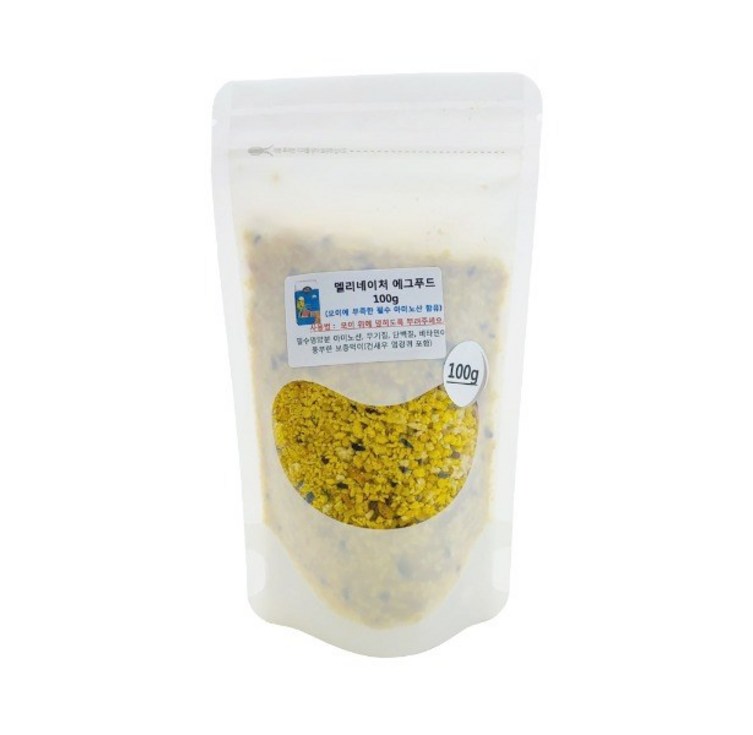 델리네이처 에그푸드 코뉴어 영양제 먹이 모이 단백질 모란 왕관 앵무새 필수 영양보충, 1개, 100g