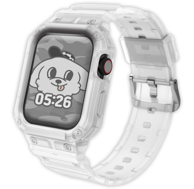 아이메이드잇 애플워치 호환 풀커버 일체형 실리콘 스트랩, 클리어, 1개