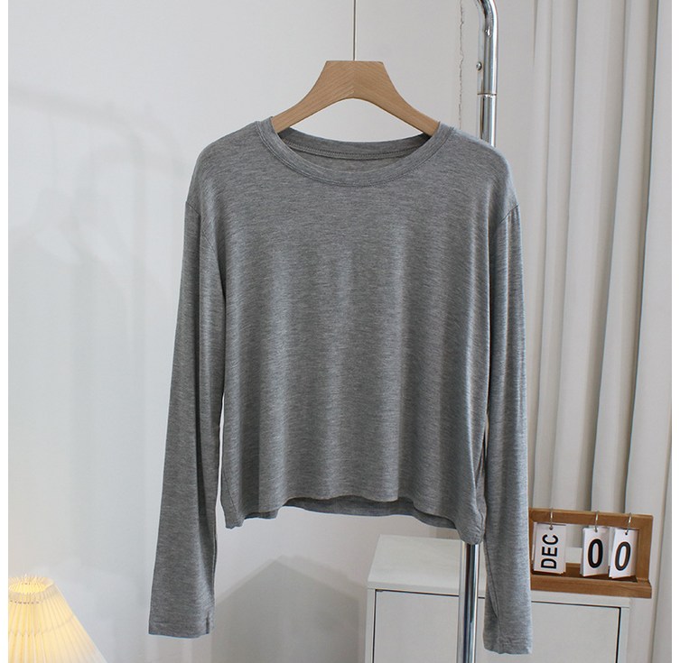 여성용 세미크롭 모달 긴팔 티셔츠
