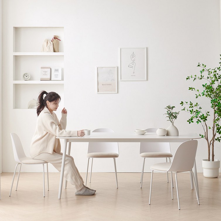 보니애가구 나탈리 포세린 세라믹 1800 식탁  의자 4p 세트 방문설치