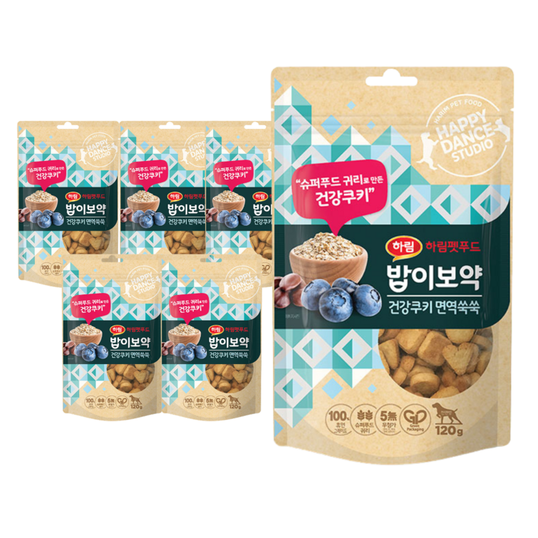 밥이보약 하림펫푸드 밥이보약 강아지 건강쿠키 면역쑥쑥 120g, 귀리, 6개