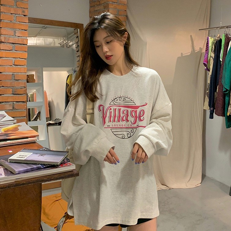 소비르 레터링 오버핏 긴팔 프린트 티셔츠 소비르 레터링 오버핏 긴팔 프린트 티셔츠
