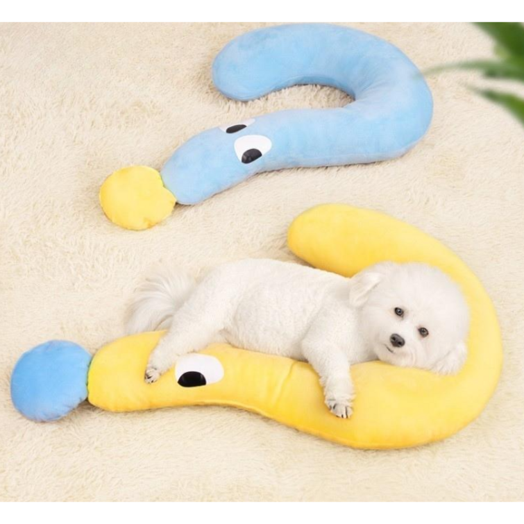 몽몽펫 강아지 고양이 구름 바디필로우 꿀잠 쿠션, 옐로우 몽몽펫 강아지 고양이 구름 바디필로우 꿀잠 쿠션, 옐로우