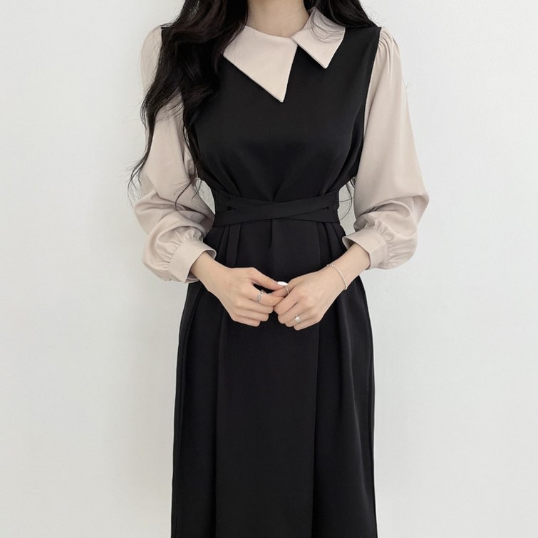 여성 빈터지 프랑스 하객룩 원피스 오피스룩 봄가을 여성 빈터지 프랑스 하객룩 원피스 오피스룩 봄가을