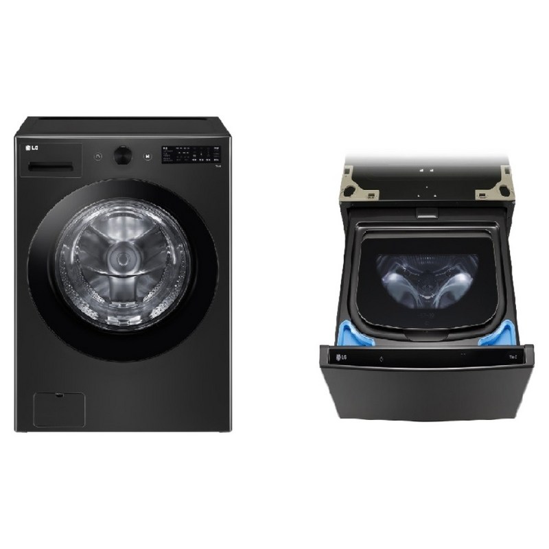 LG전자 트롬 오브제컬렉션 세탁기 + 미니워시 세트 21kg + 4kg 방문설치, FG21KNX, 세탁기(스페이스블랙), 미니워시(블랙스테인리스) 1