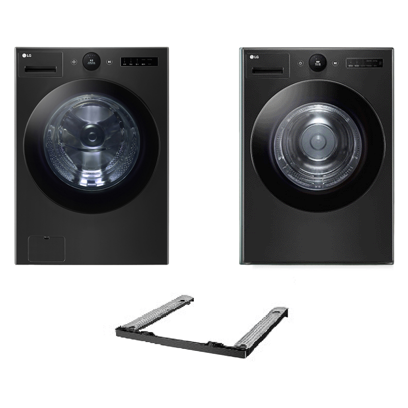 LG전자 트롬 오브제컬렉션 세탁기 + 건조기 + 키트 세트 25kg + 20kg 방문설치, 스페이스 블랙(세탁기), 스페이스 블랙(건조기), FX25KF-2KN