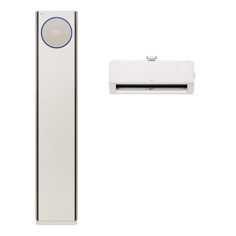 LG전자 인버터 74.5㎡(22.6평) + 18.7㎡(5.7평) 휘센 오브제컬렉션 타워1 2 in 1 9시리즈 멀티형 에어컨 스탠드형 FQ22EN9BA2M 방문설치, 매립배관형 1