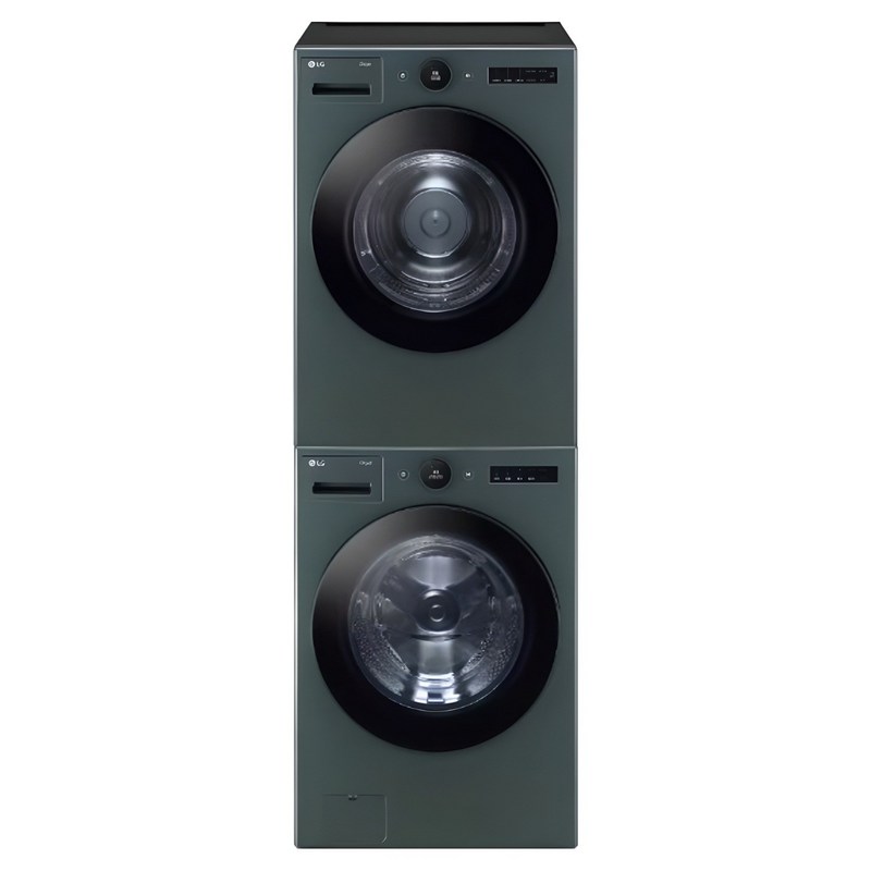 LG전자 트롬 드럼세탁기 + 건조기 + 스태킹키트 FX24GNG-GNG 24kg + 20kg 세트 방문설치, 네이처 그린 1
