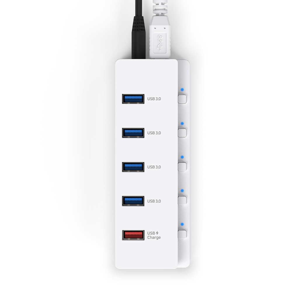 홈플래닛 5포트 USB3.0 유전원허브 (USB*4 + 충전*1) HUB5P-T / HUB5P / C5HUB, 화이트 - thumb image