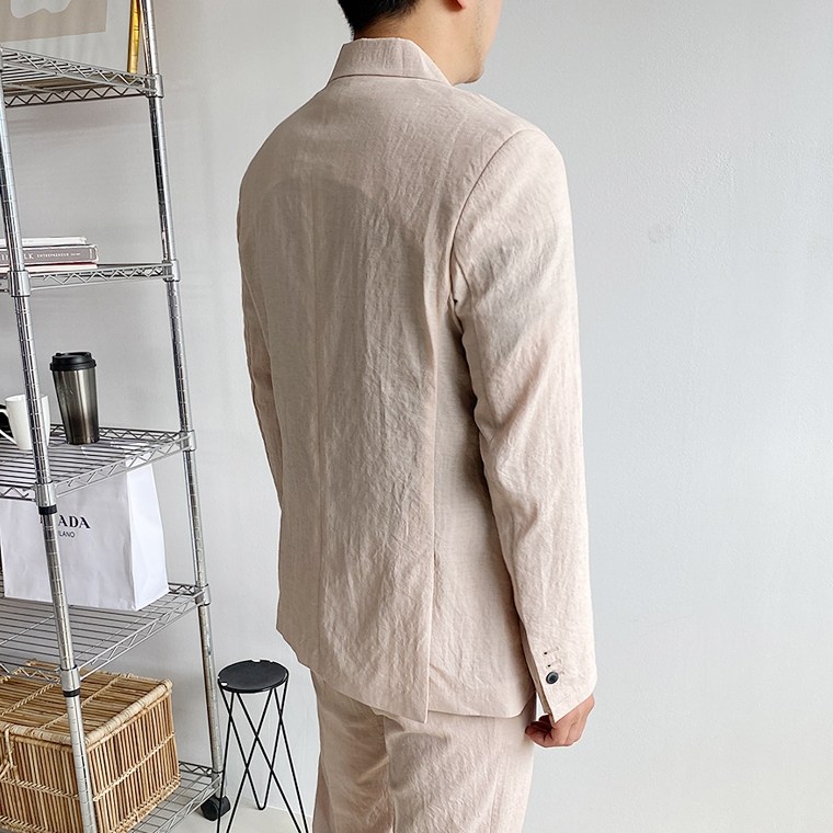 머시따 남성용 세미 포멀 싱글 린넨 자켓 - thumb image