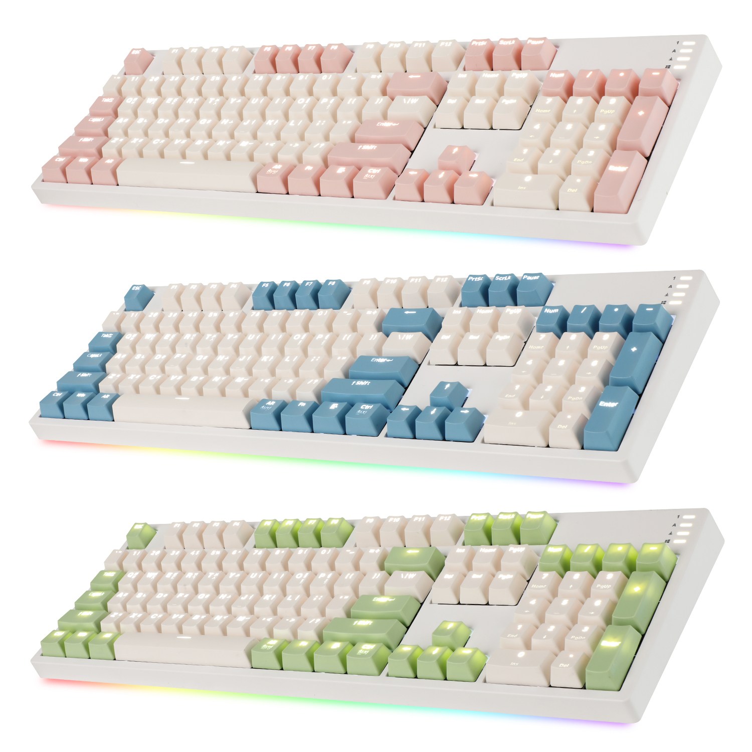 COX CY104 RGB BAR 게이트론 기계식 키보드 갈축, 일반형, 크림 그린 - thumb image