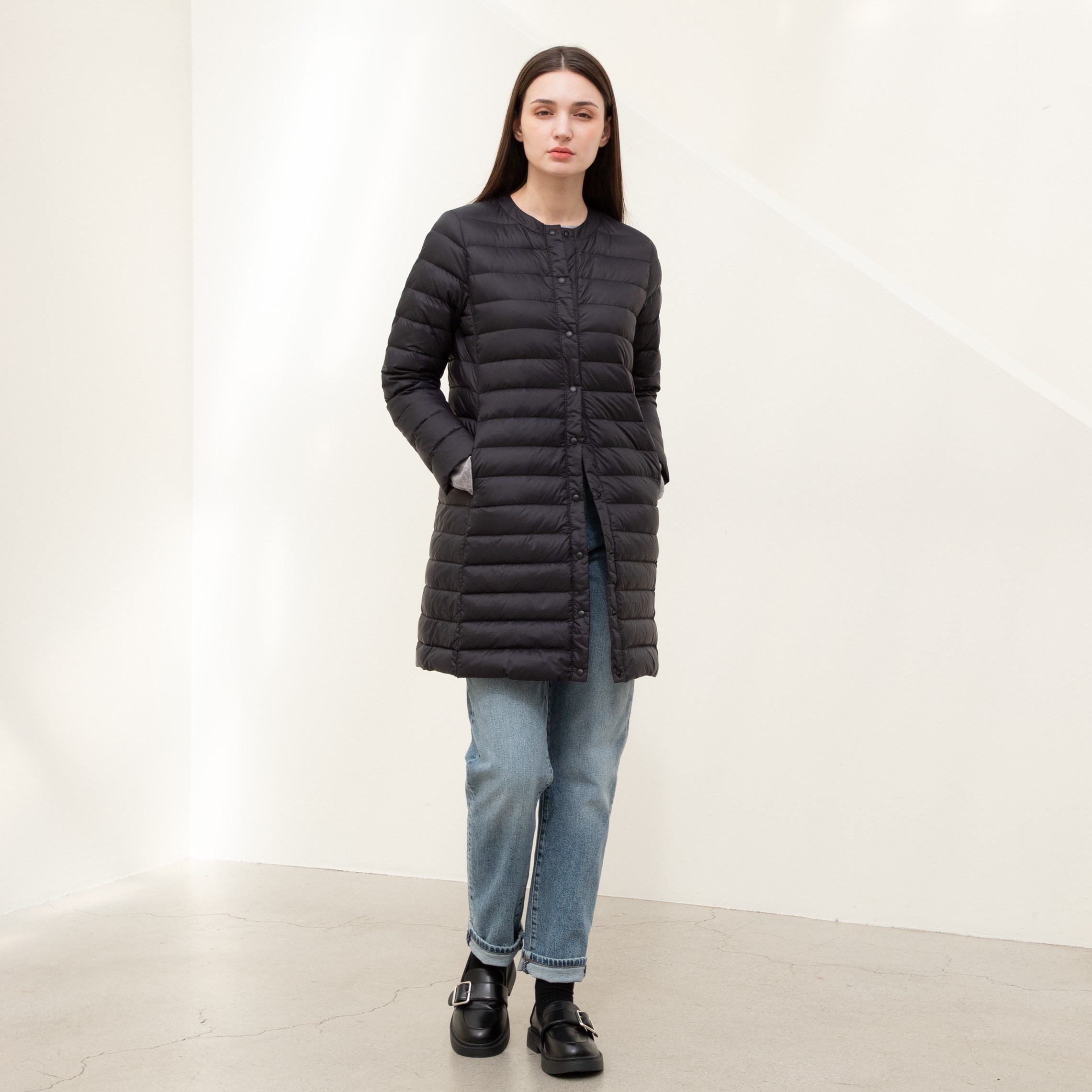 ELLE PARIS 여성 경량 덕다운 롱 자켓 - thumb image