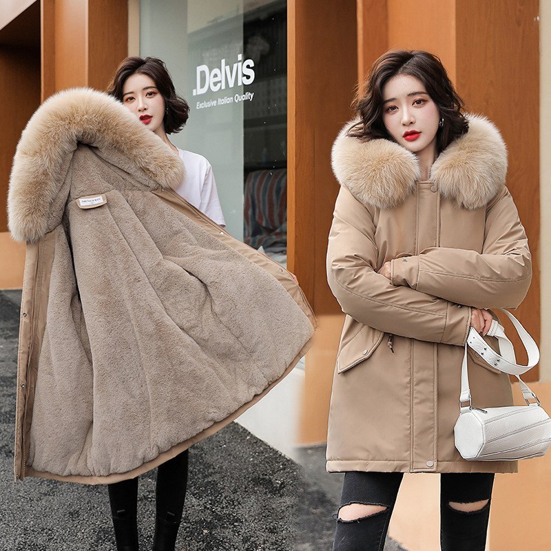 ANYOU 여성 하프 기모 도톰한 패딩 극복 여성겨울코트 - thumb image