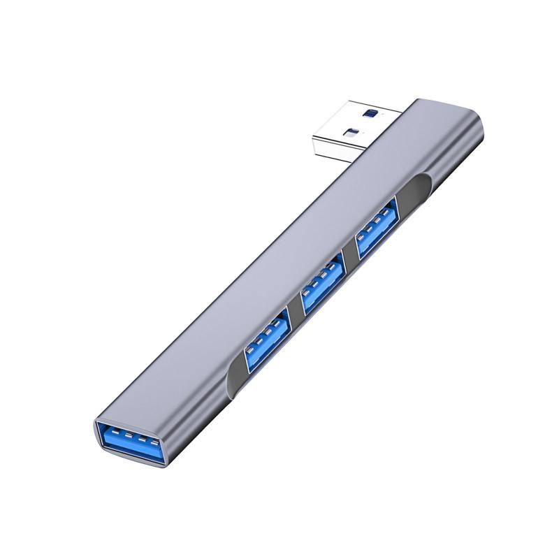 노트북 용 USB C 허브 USB 분배기 1 in 4 Out USB 포트 멀티 포트 어댑터 액세서리 PC 모바일 장치 용 USB 도킹 스테이션, 은, 9.3cmx1.7cmx0.9cm, 합금 - thumb image