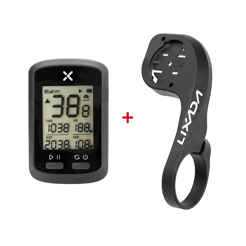 Lixada 무선 GPS 자전거 속도계 + 거치대, 블랙 - L