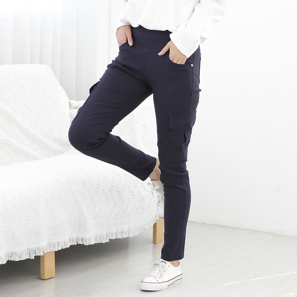 빅빅몰 마약스판 히든밴딩 코튼 바지 여성 슬림 팬츠 여성 빅사이즈 봄 가을 - thumb image