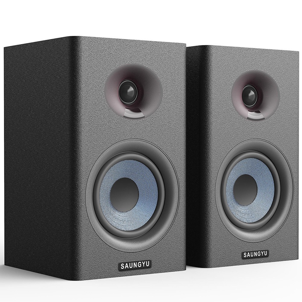 SAUNGYU 2채널 Hi-Fi 100W 고출력 블루투스 북쉘프 스피커, BK4020D, A블랙 - thumb image