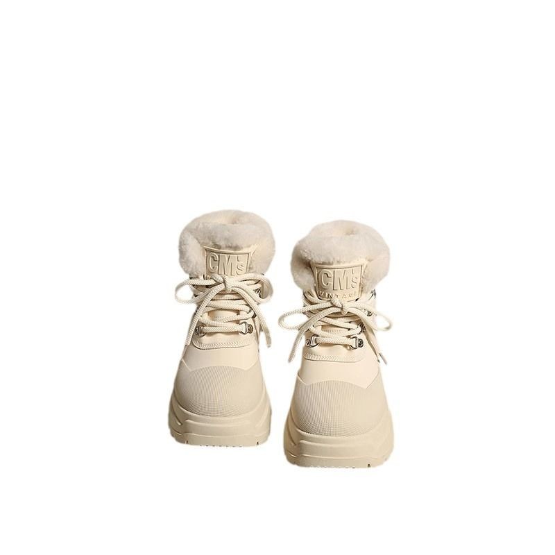 룸시드 여성용 겨울 털 스노우부츠 방한화 패딩 통굽 5.5CM 키높이 앵클부츠 - thumb image