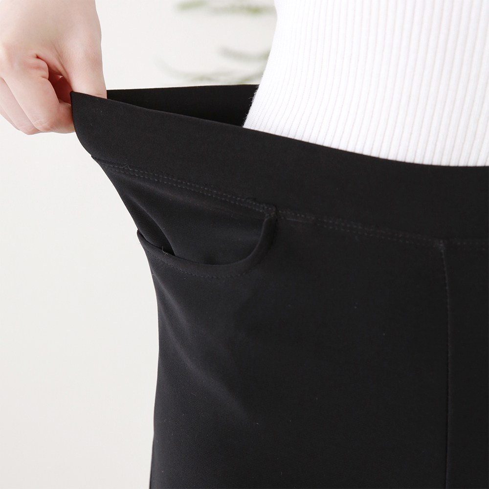 빅빅몰 [기모] 국내생산 구김적은 히든밴딩 와이드 슬랙스 여성용 스판 밴딩 빅사이즈 팬츠 통 바지 - thumb image