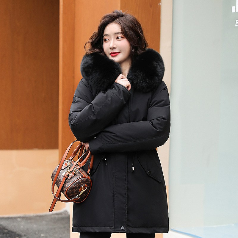 ANYOU 여성 하프 기모 도톰한 패딩 극복 여성겨울코트 - A