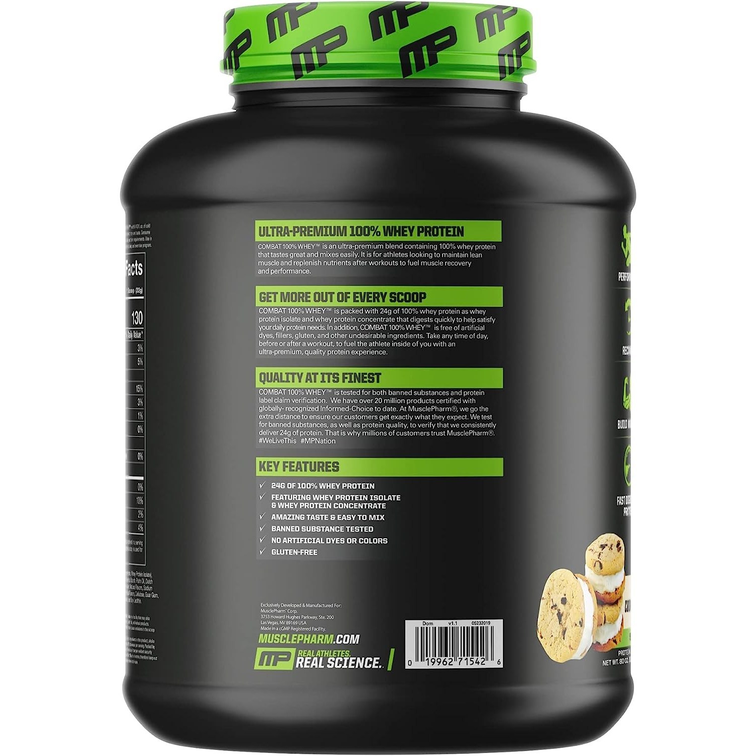 머슬팜 컴뱃 울트라 웨이 프로틴 파우더 드링크 믹스 단백질 보충제 쿠키앤크림, 2240g, 1개 - thumb image